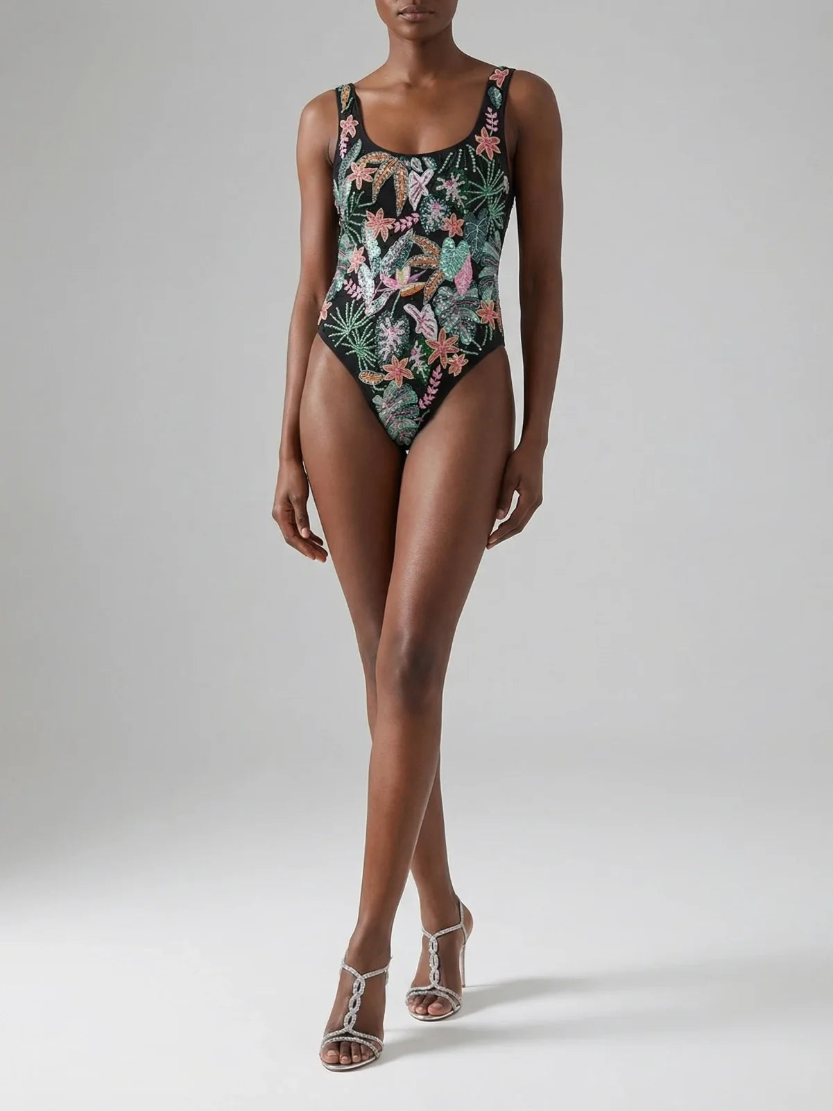 Misty Tropical High Leg Swimsuit Black