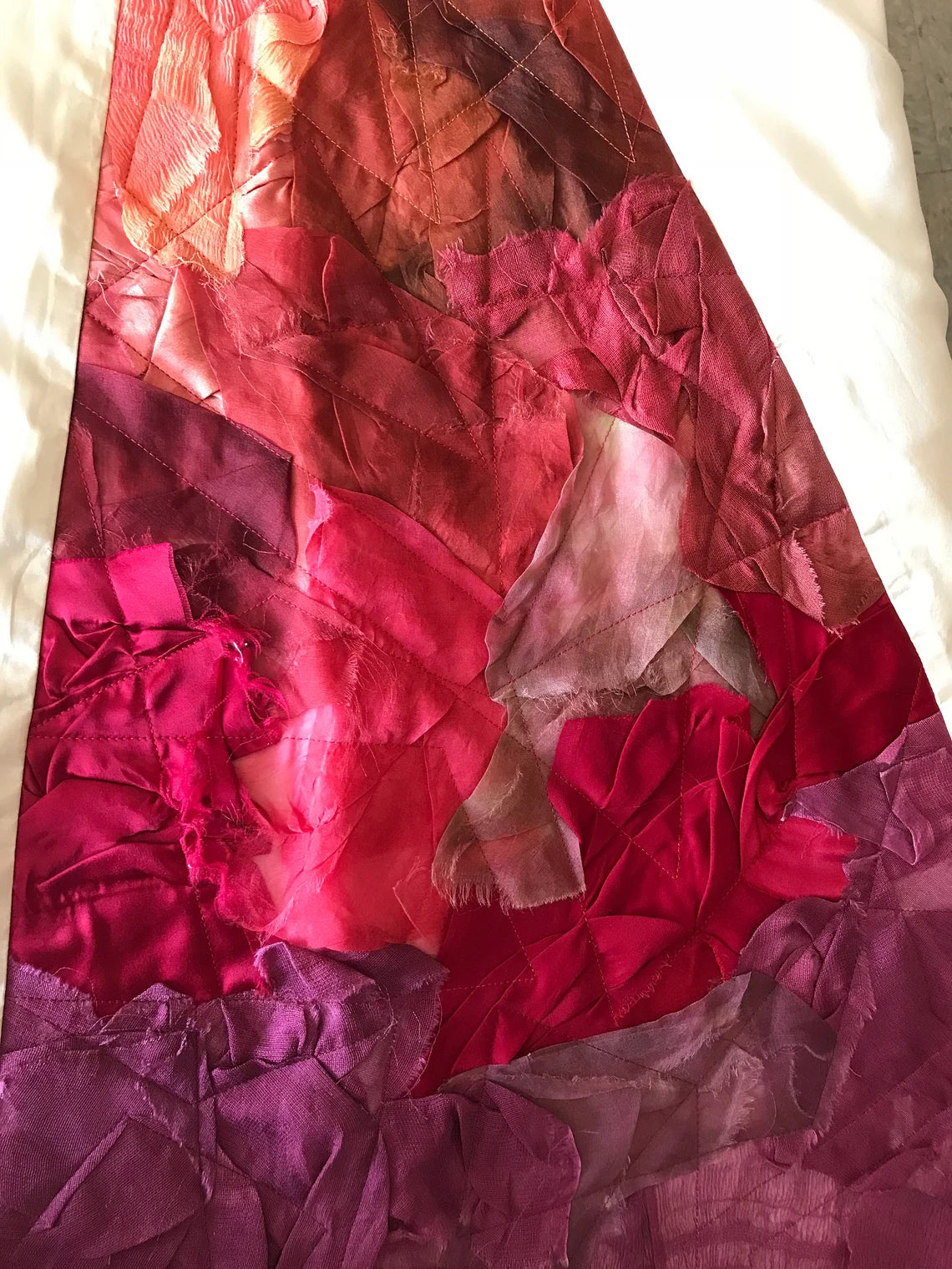 Beach Wedding Dress, Rainbow Wedding Dress, Silk Bridal Gown, Embroidery, Halter Wedding Dress, Satin, Handdyed, Ombre Wedding Dress, Sunset