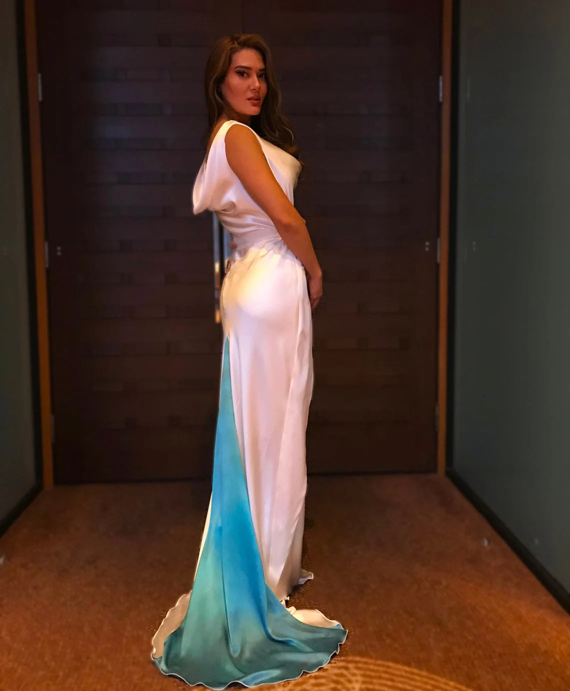 Bias Cut Wedding Dress, Silk Wedding Dress, Ombre Wedding Dress, Sleek Wedding Dress, Sheath Wedding Dress, Cowl Neck Wedding Dress