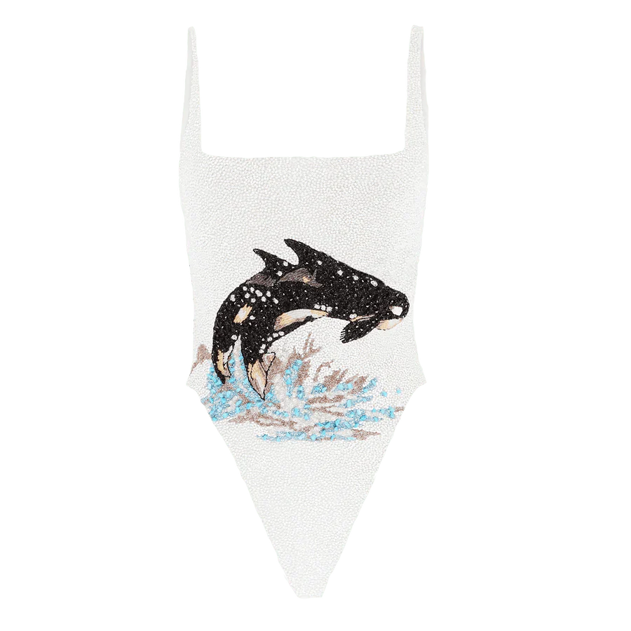 Vintage Neckline Swimsuit Multi Color